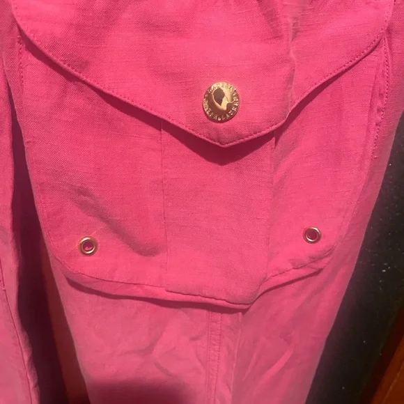Vintage $139 Lauren Ralph Lauren Pink Fuchsia Silk Linen Cargo Pants Y2K - Picture 4 of 7